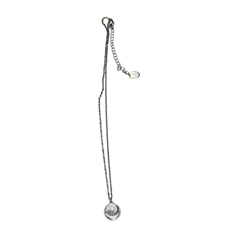 Time and Tru Double Disc Pave Crystal Charm Necklace Silver - Picture 6 of 6